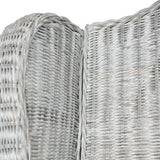 Poltrona con Cuscino Grigio in Rattan Naturale e Lino