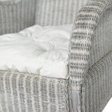 Poltrona con Cuscino Grigio in Rattan Naturale e Lino