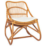 Sedia in Rattan Marrone Chiaro e Lino