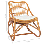 Sedia in Rattan Marrone Chiaro e Lino