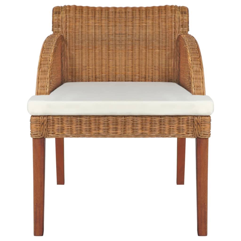 Sedie da Pranzo con Cuscini 2 pz Marrone Chiaro Rattan Naturale