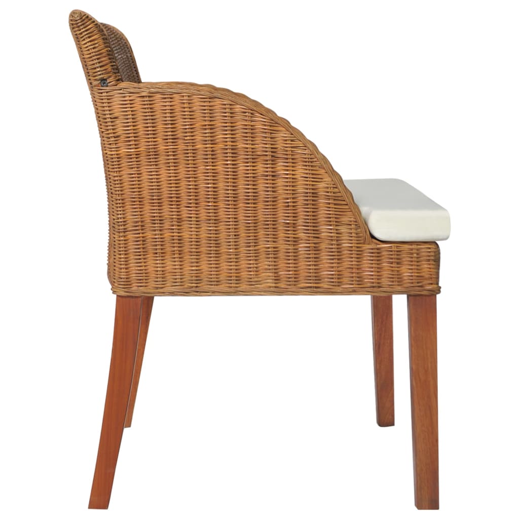 Sedie da Pranzo con Cuscini 2 pz Marrone Chiaro Rattan Naturale