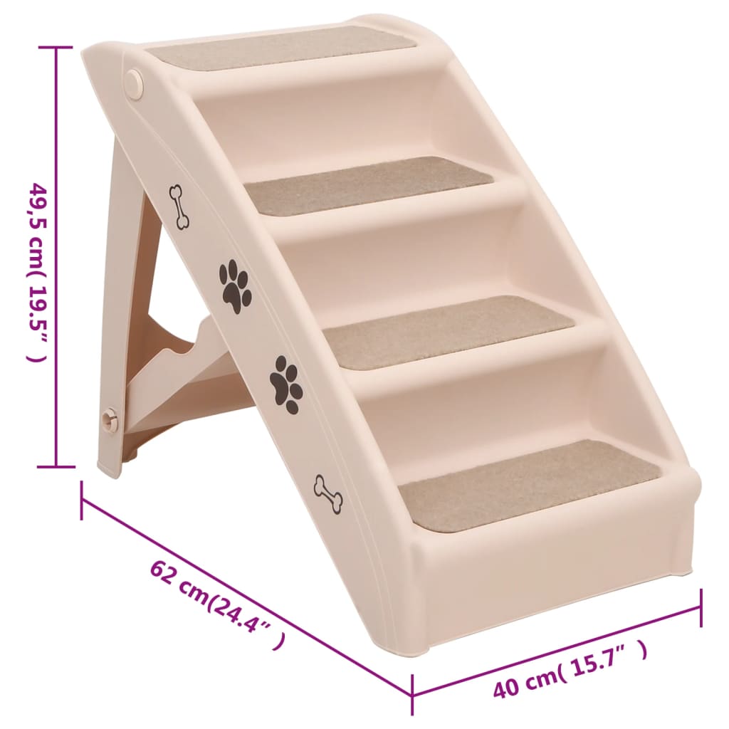 Scala Pieghevole per Cani Crema 62x40x49,5 cm