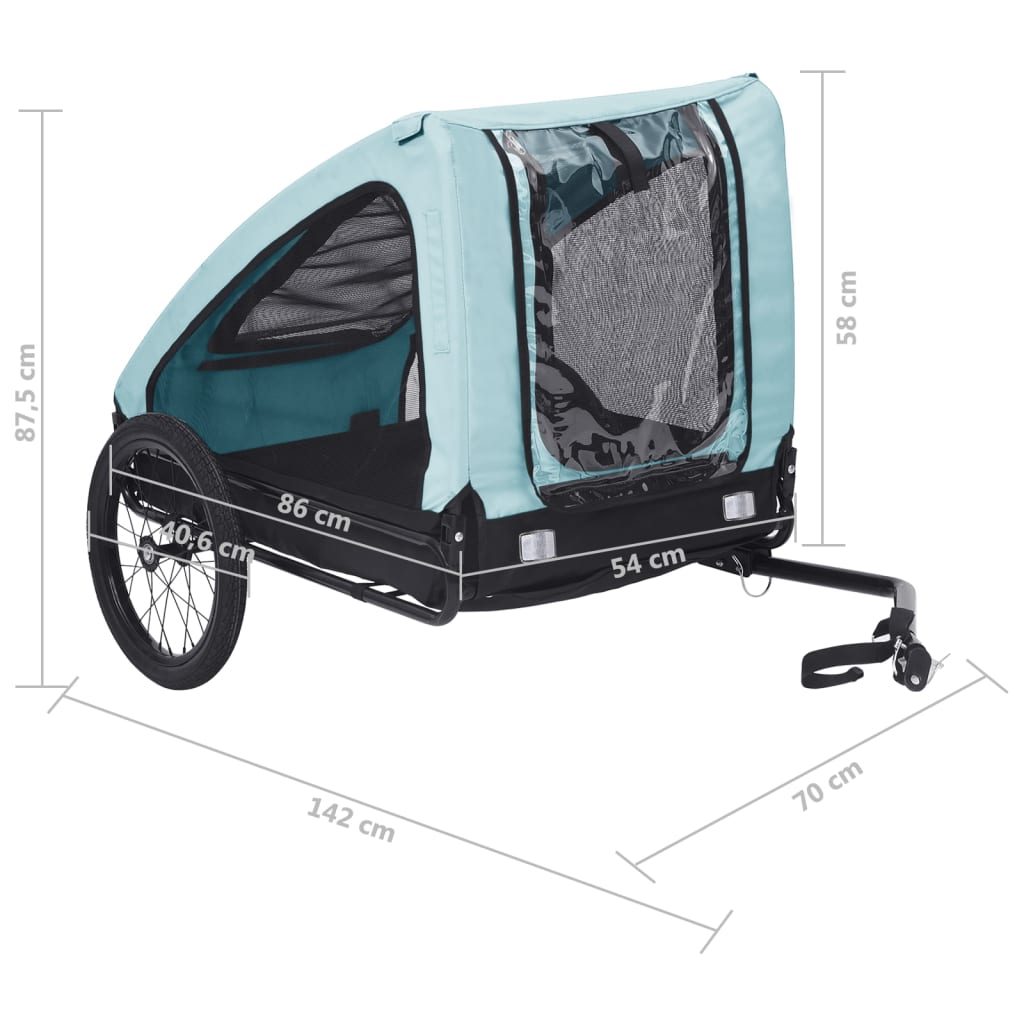 Blue and Black Pet Bike Trailer