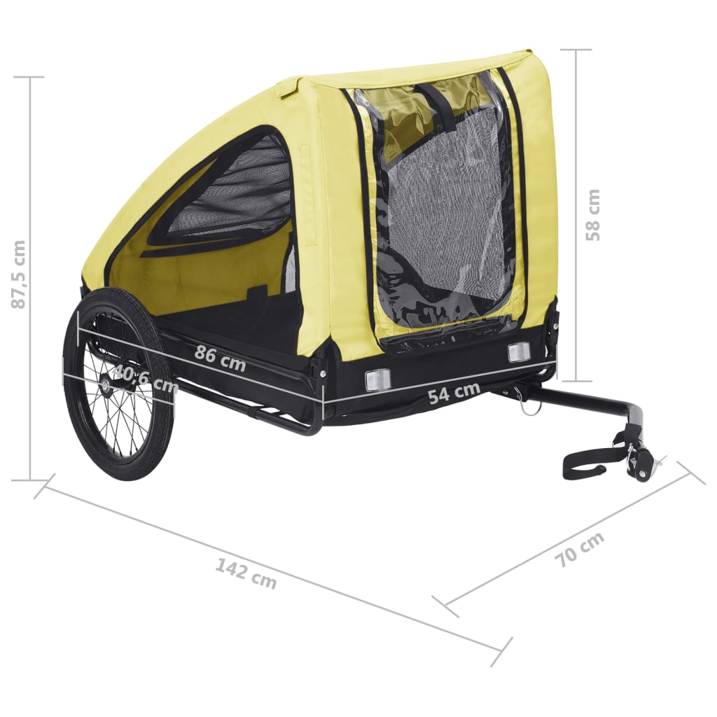 Yellow and Black Pet Bike Trailer