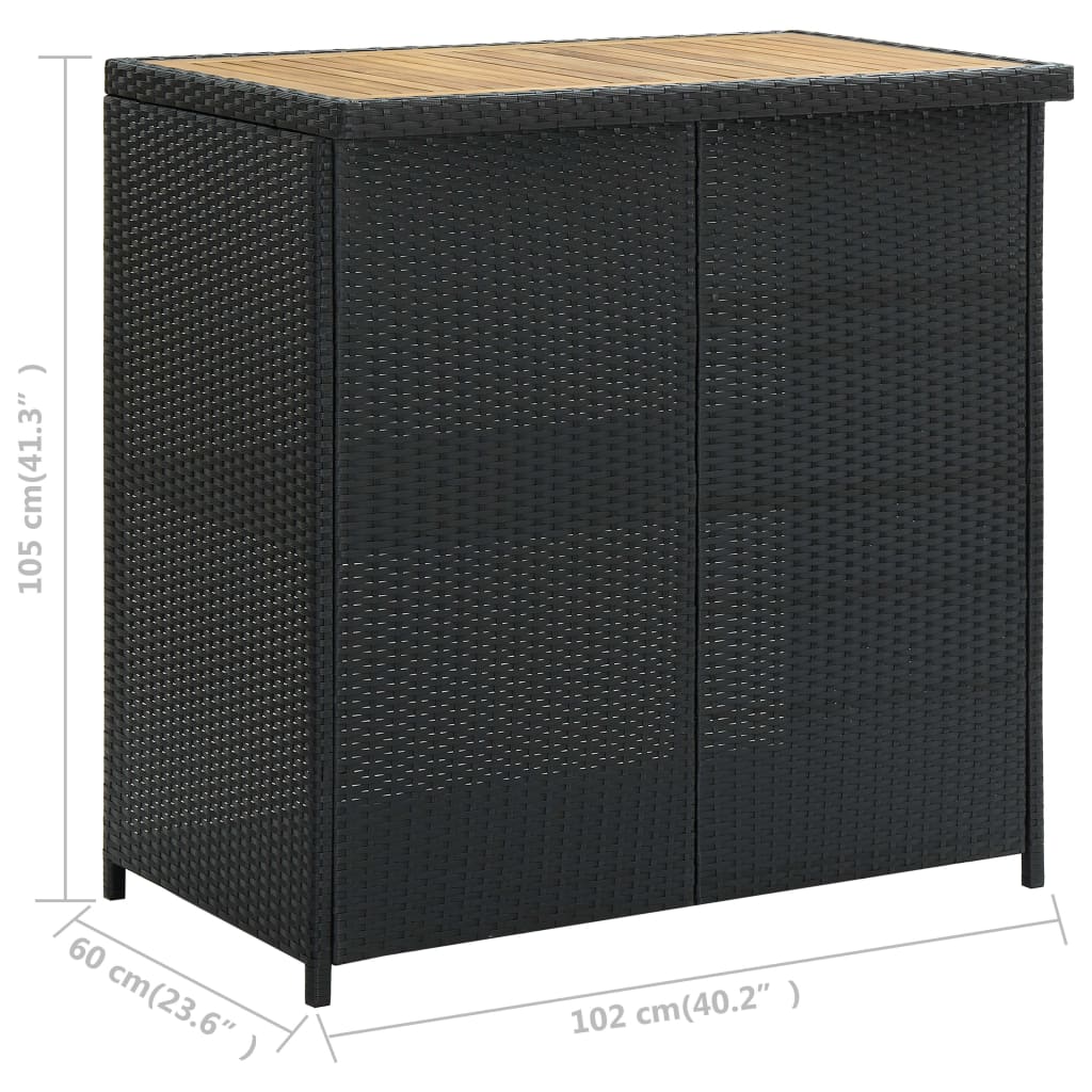 Set da Bar 3 pz in Polyrattan Nero