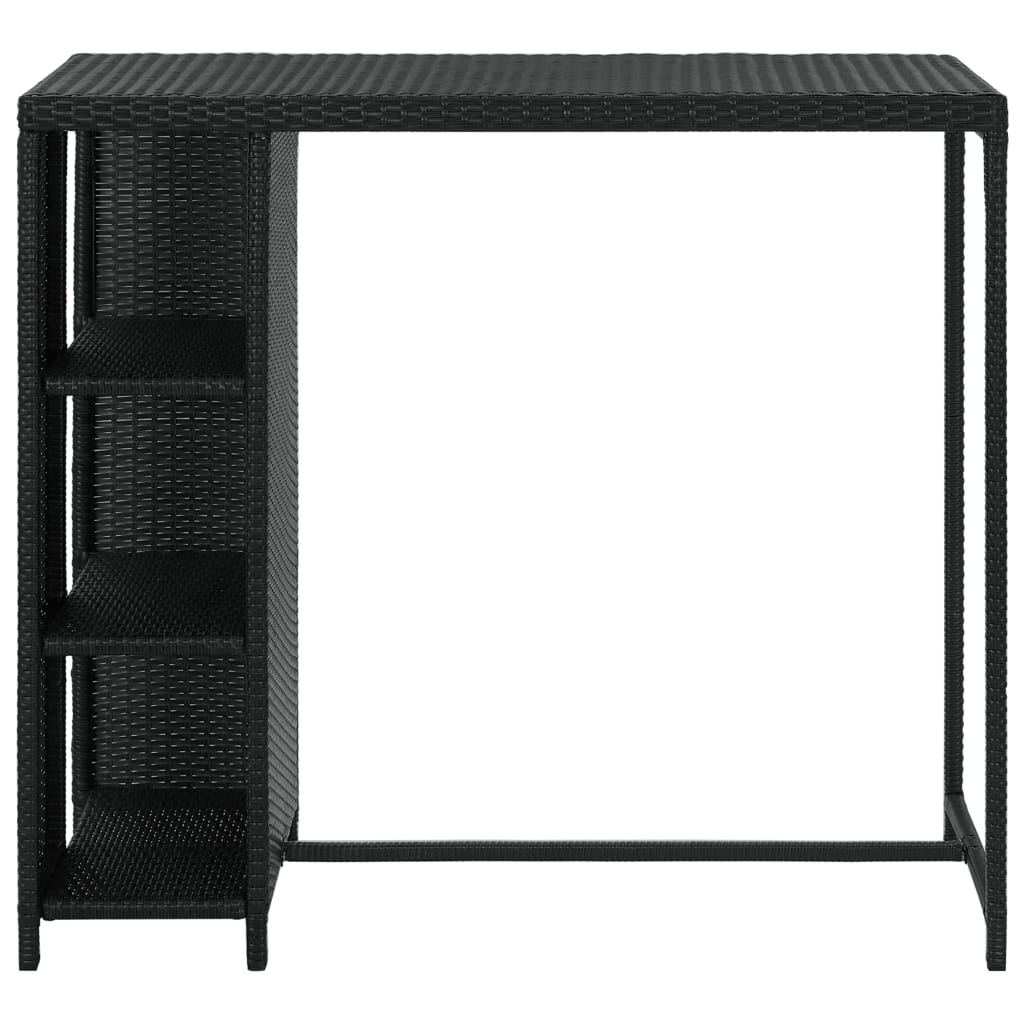 Tavolo da Bar con Ripiani Nero 120x60x110 cm in Polyrattan