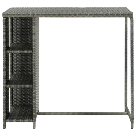 Tavolo da Bar con Ripiani Grigio 120x60x110 cm in Polyrattan