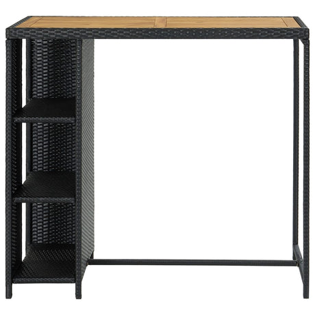 Tavolo da Bar con Ripiani Nero 120x60x110 cm in Polyrattan