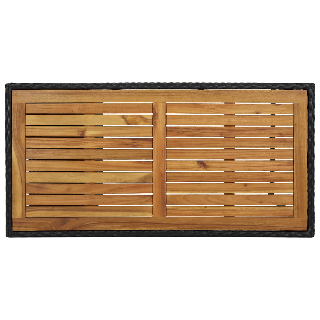 Tavolo da Bar con Ripiani Nero 120x60x110 cm in Polyrattan