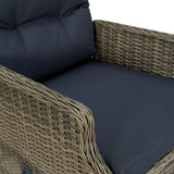 Sedia da Giardino Reclinabile con Cuscini in Polyrattan Marrone