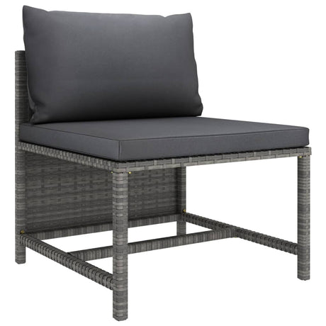 Set Divani da Giardino 3 pz con Cuscini Grigio in Polyrattan