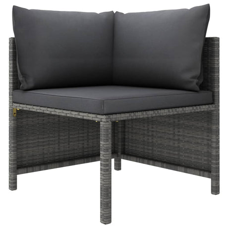 Set Divani da Giardino 4 pz con Cuscini in Polyrattan Grigio