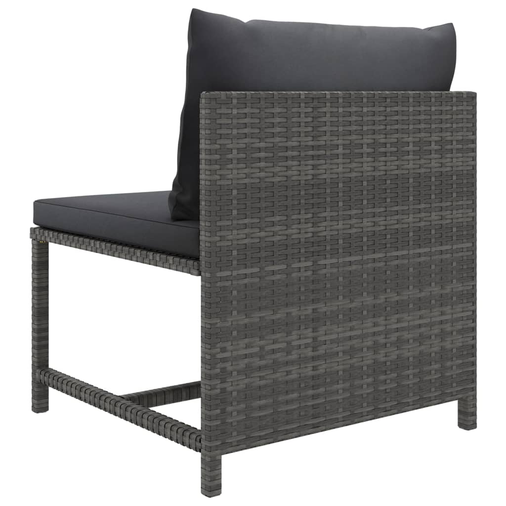 Set Divani da Giardino 4 pz con Cuscini in Polyrattan Grigio