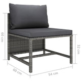 Set Divani da Giardino 3 pz con Cuscini in Polyrattan Grigio