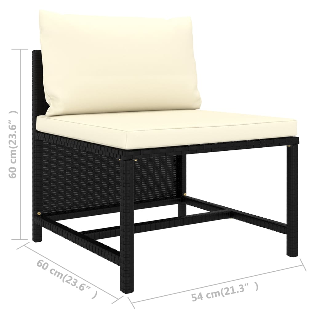 Set Divani da Giardino 4 pz con Cuscini in Polyrattan Nero