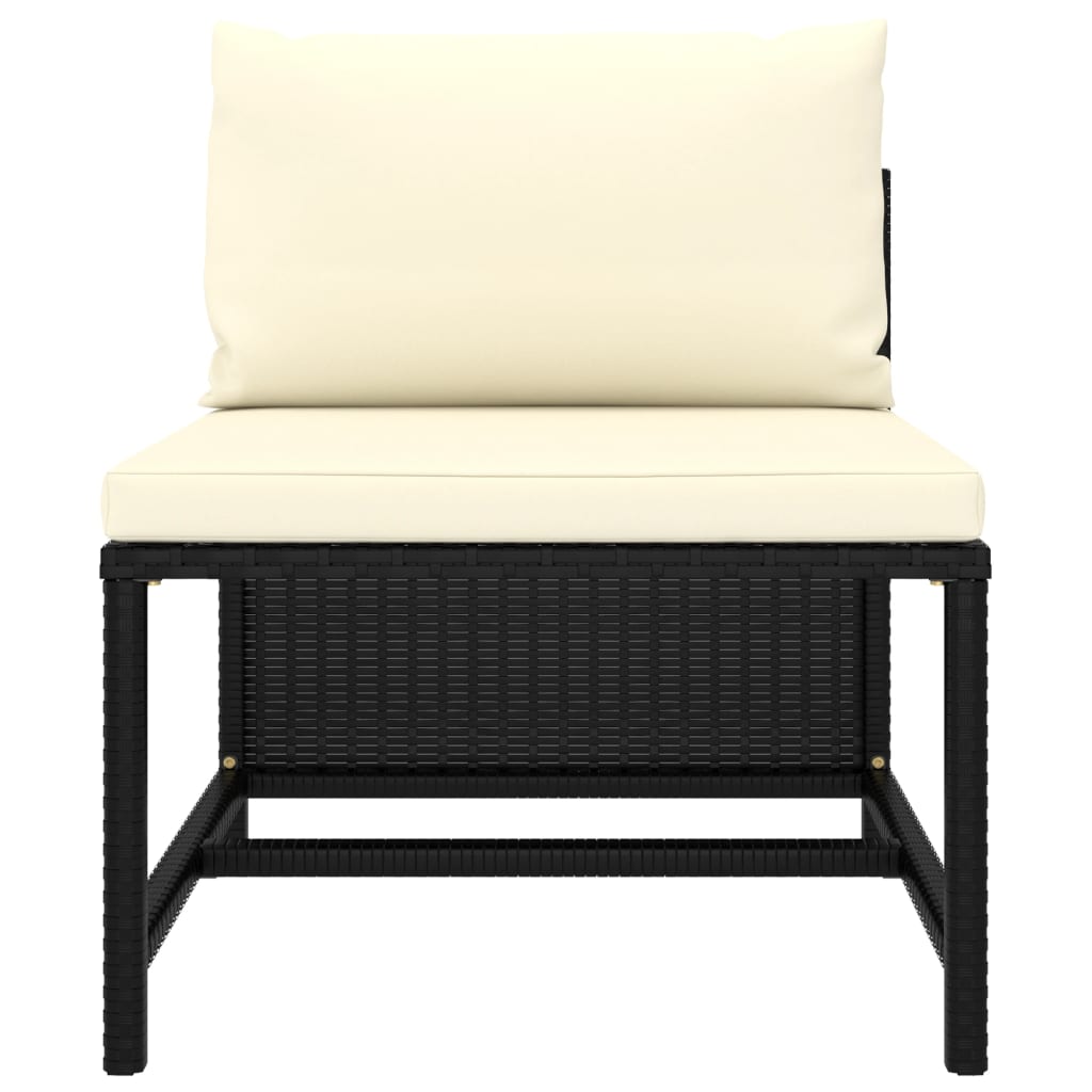 Set Divani da Giardino 5 pz con Cuscini in Polyrattan Nero