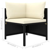 Set Divani da Giardino 5 pz con Cuscini in Polyrattan Nero