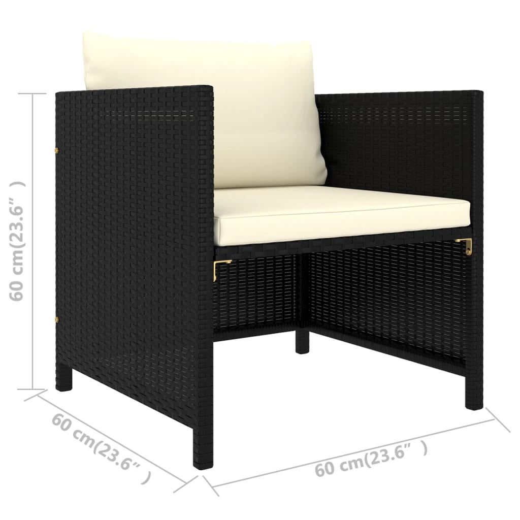 Set Divani da Giardino 4 pz con Cuscini in Polyrattan Nero