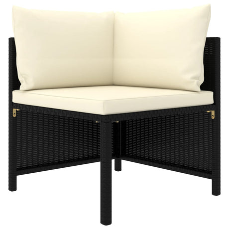 Set Divani da Giardino 3 pz con Cuscini in Polyrattan Nero