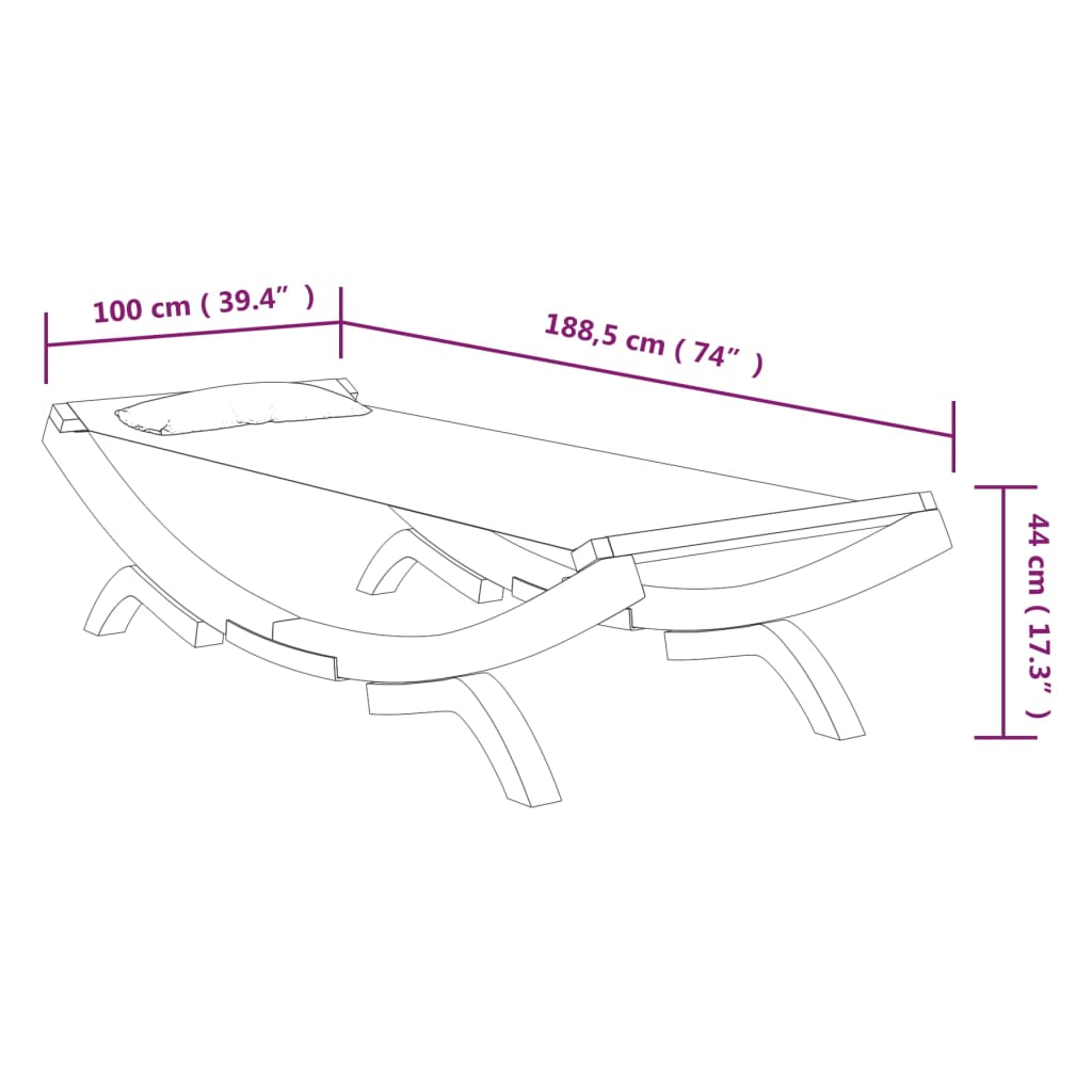 Lettino Prendisole 100x188,5x44 cm in Legno Curvato Antracite