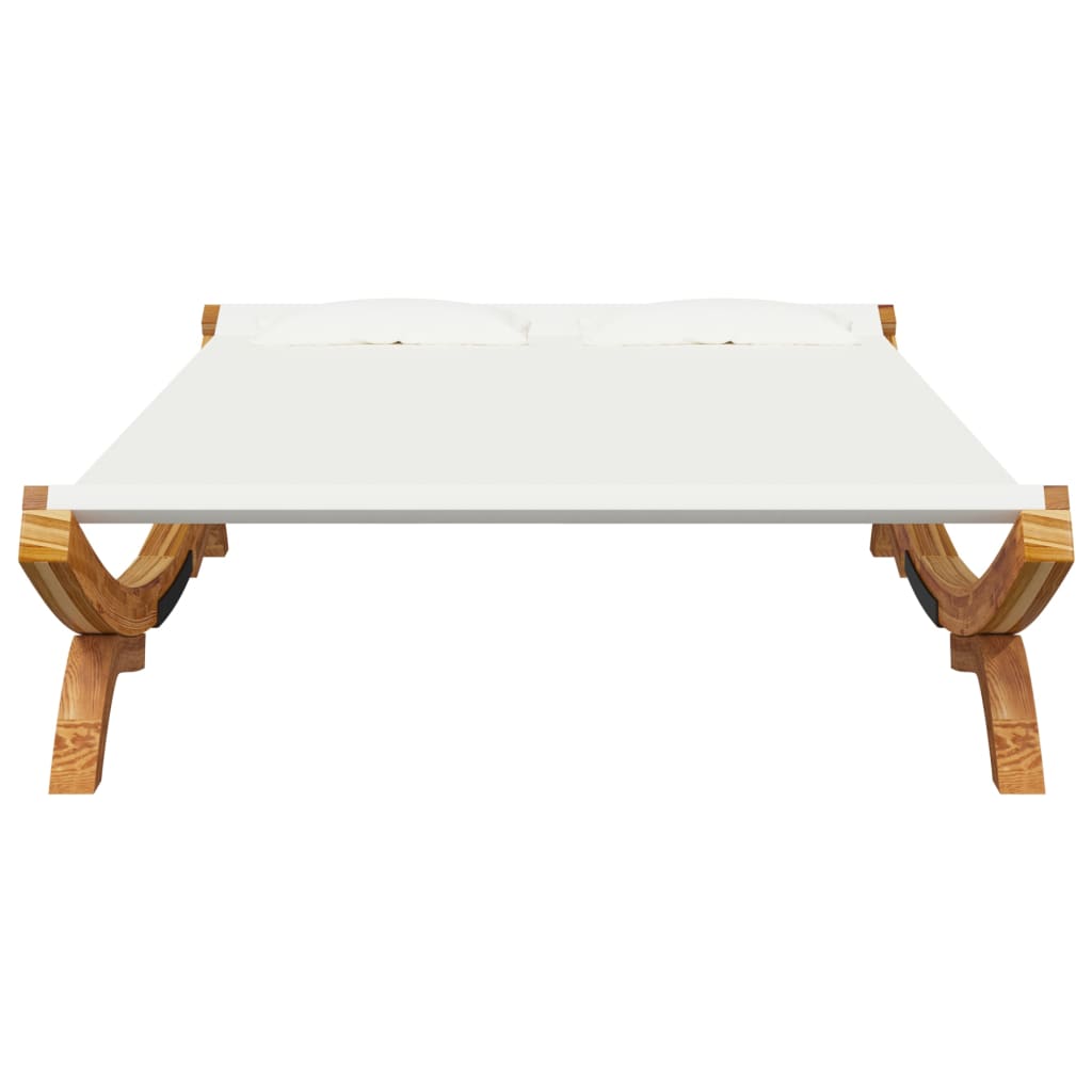 Lettino Prendisole 165x188,5x46 cm in Legno Curvato Crema