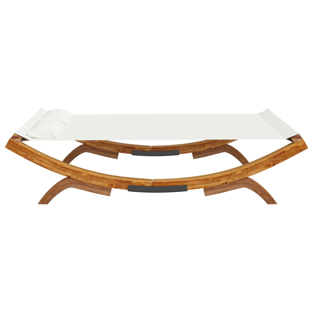 Lettino Prendisole 165x188,5x46 cm in Legno Curvato Crema