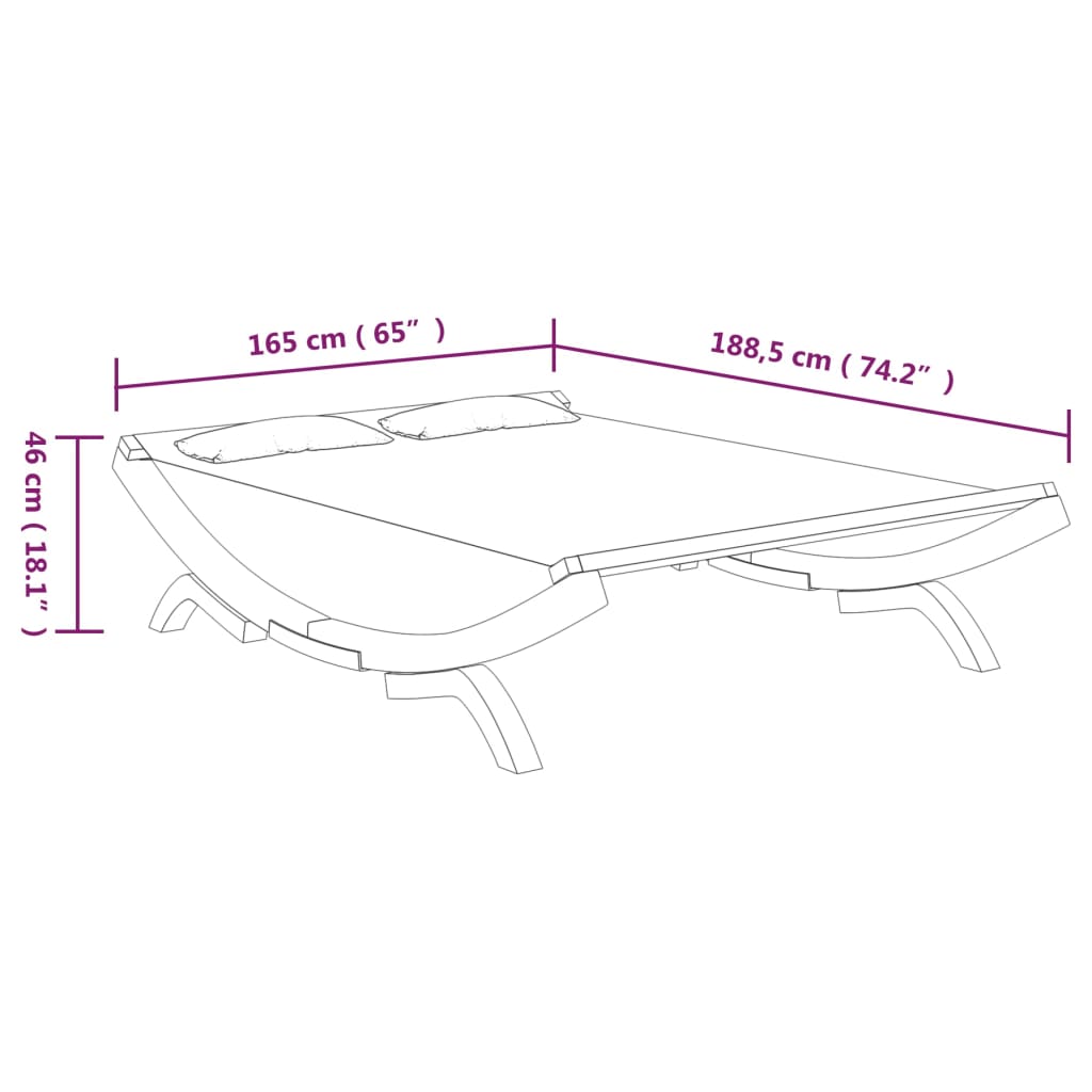 Lettino Prendisole 165x188,5x46 cm in Legno Curvato Antracite