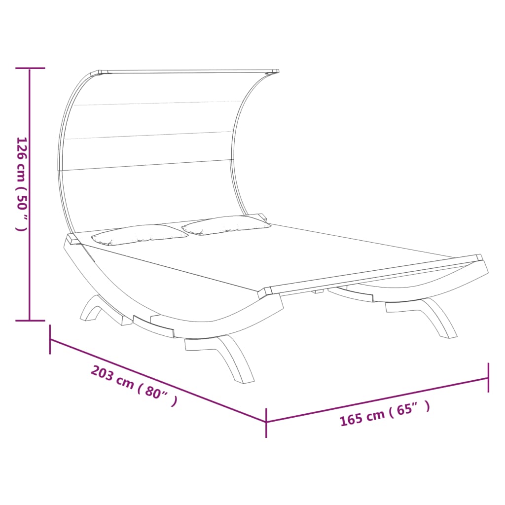 Lettino con Tettuccio 165x203x126 cm in Legno Curvato Antracite