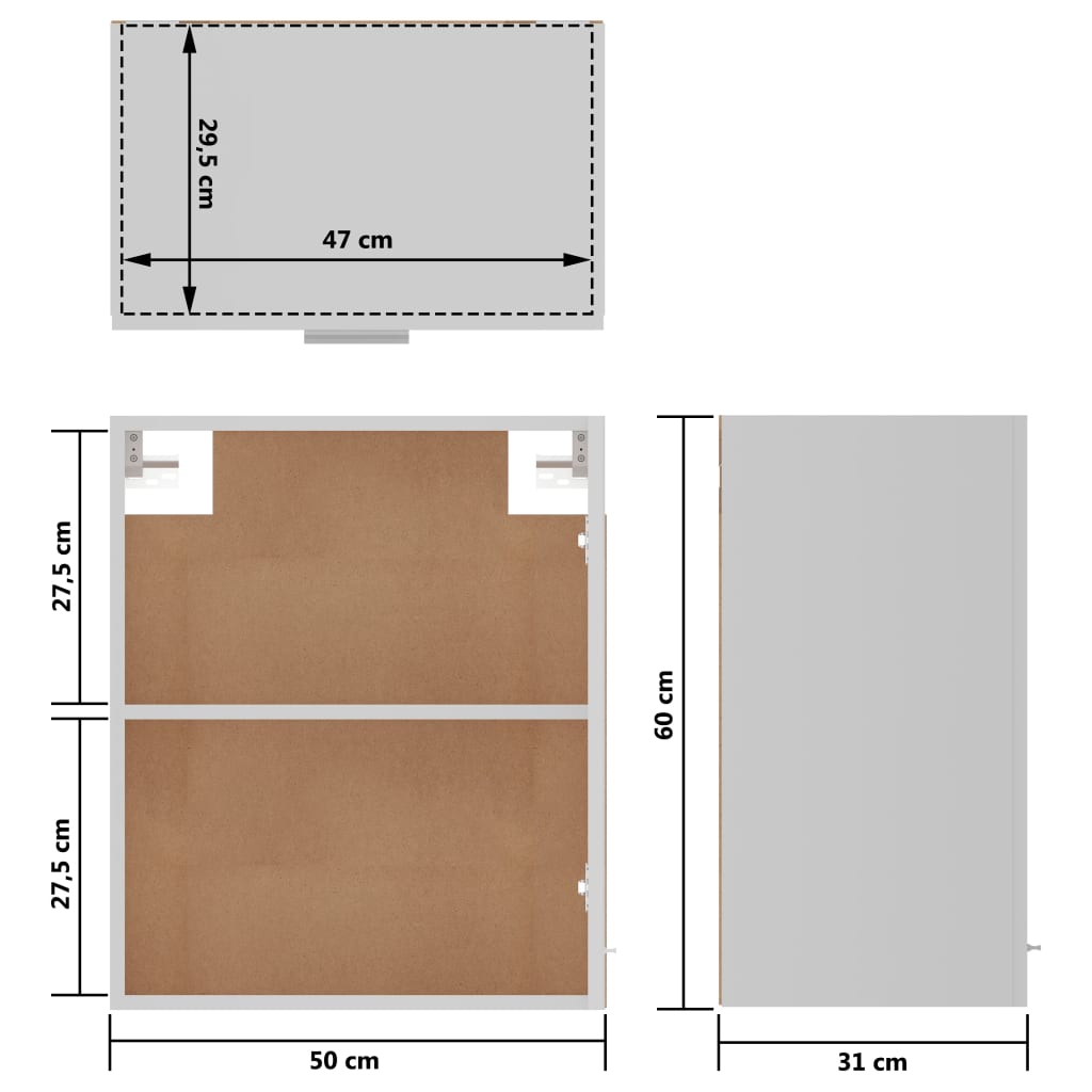 Armadi Sospesi 2 pz Bianchi 50x31x60 cm in Legno Multistrato