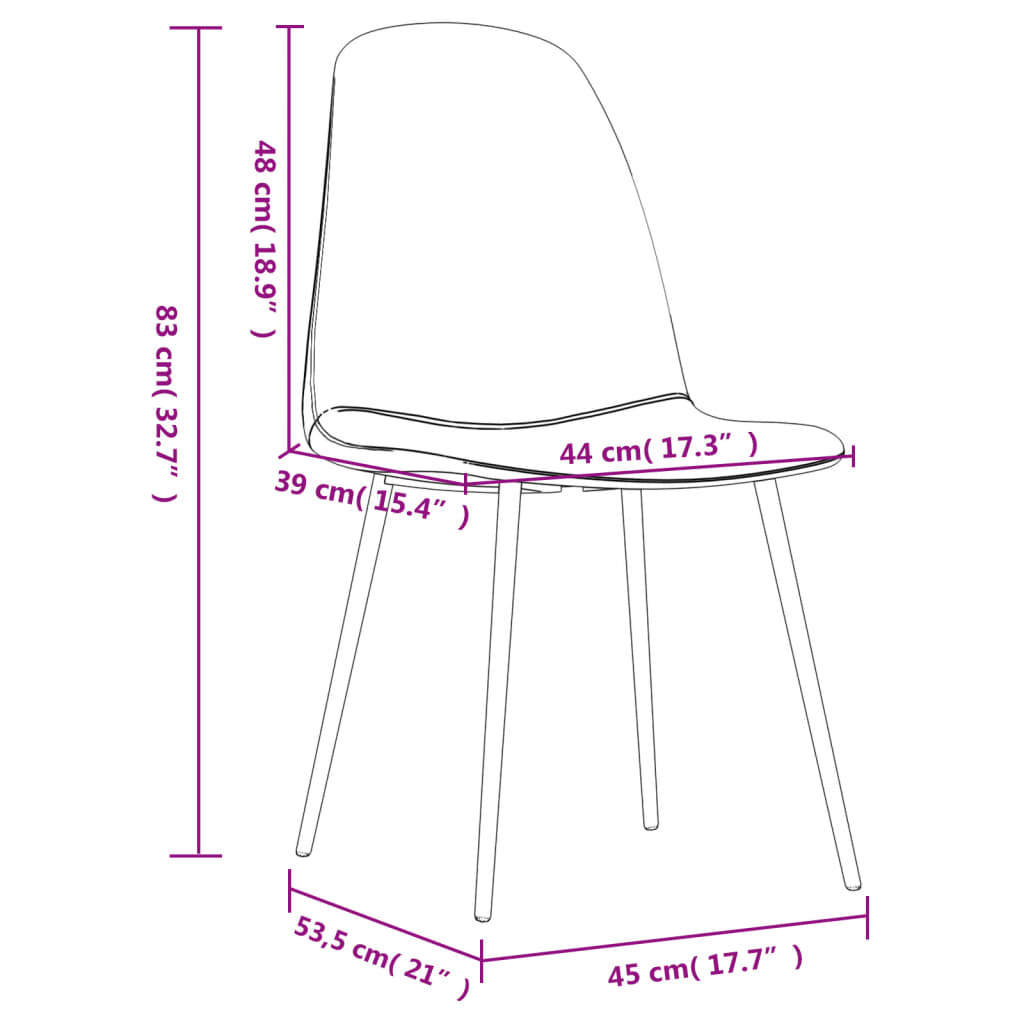 Sedie da Pranzo 2 pz 45x53,5x83 cm Nere in Similpelle