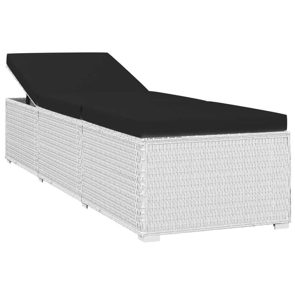 Lettini Prendisole con Tavolino 3 pz in Polyrattan Bianco