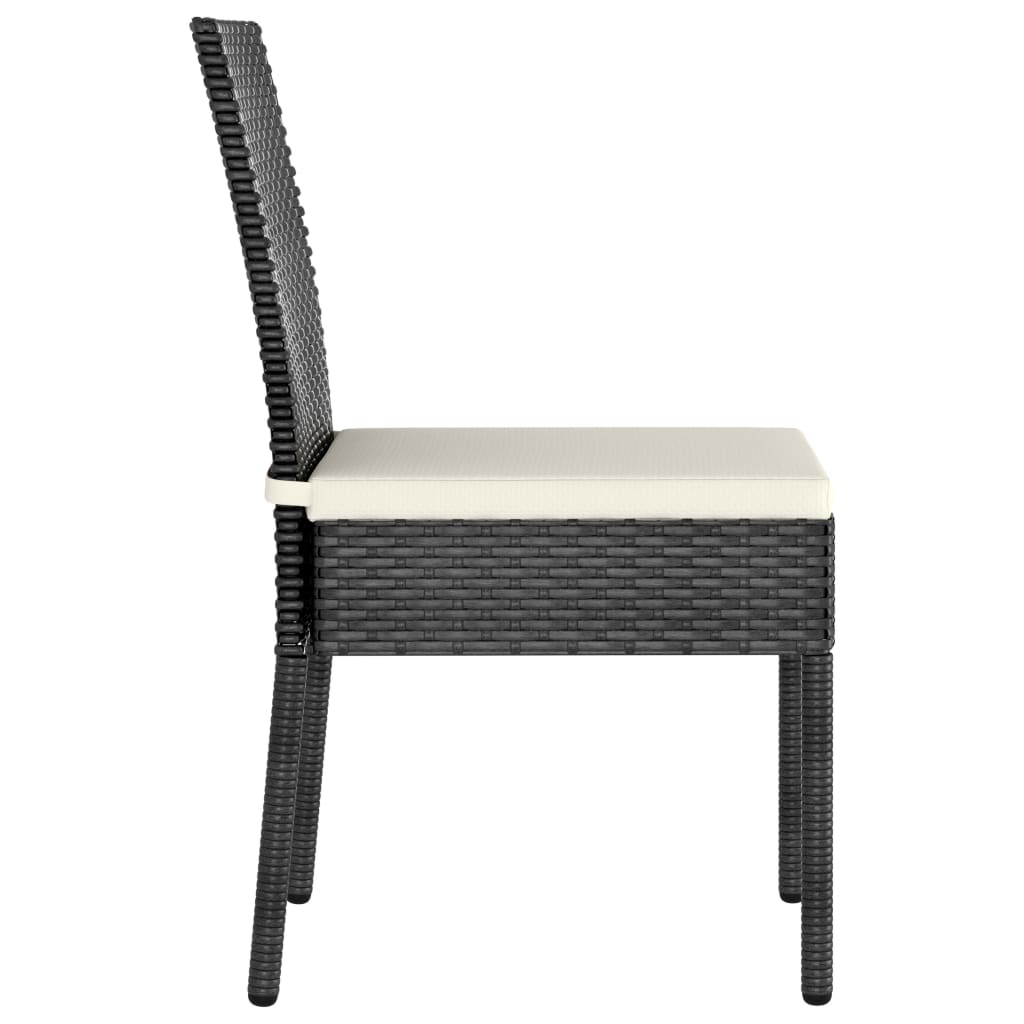 Sedie da Pranzo per Giardino 2 pz in Polyrattan Nero