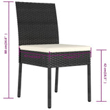 Sedie da Pranzo per Giardino 4 pz in Polyrattan Nero