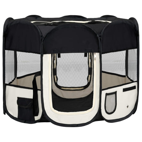 Box per Cani Pieghevole con Borsa Trasporto Nero 90x90x58 cm