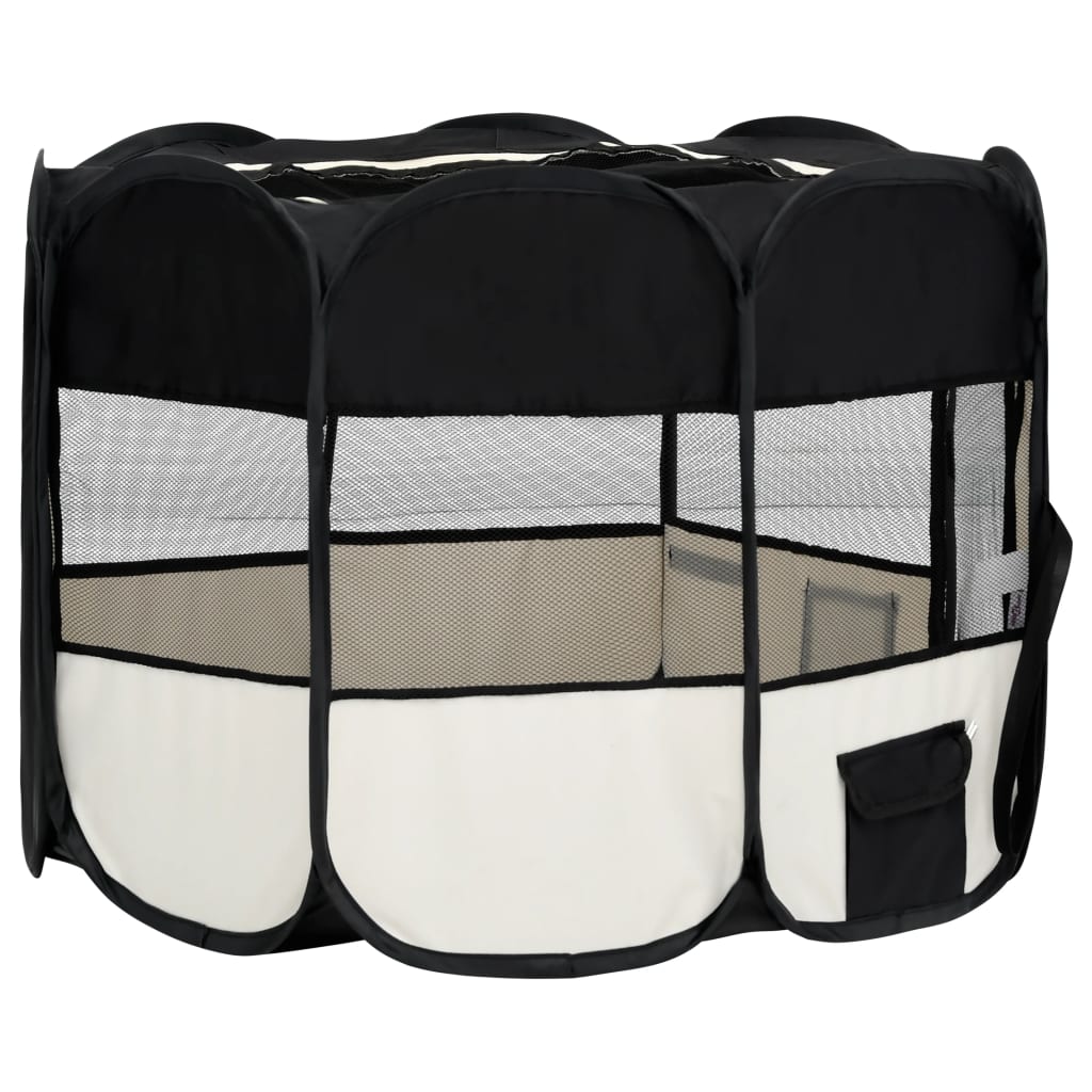 Box per Cani Pieghevole con Borsa Trasporto Nero 90x90x58 cm