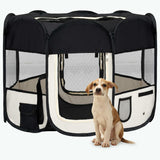 Box per Cani Pieghevole con Borsa Trasporto Nero 90x90x58 cm