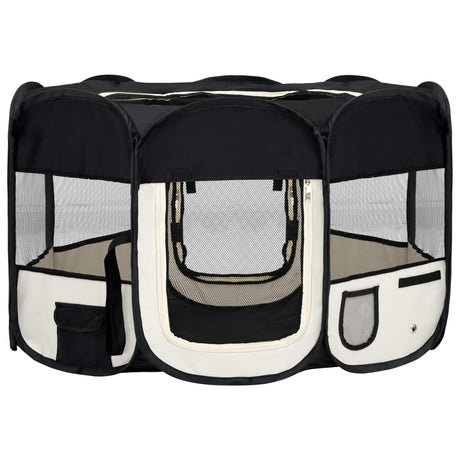 Box per Cani Pieghevole con Borsa Trasporto Nero 125x125x61 cm