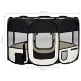 Box per Cani Pieghevole con Borsa Trasporto Nero 125x125x61 cm