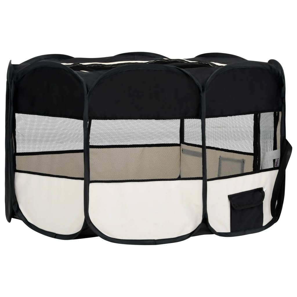 Box per Cani Pieghevole con Borsa Trasporto Nero 145x145x61 cm