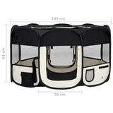 Box per Cani Pieghevole con Borsa Trasporto Nero 145x145x61 cm