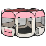 Box per Cani Pieghevole con Borsa Trasporto Rosa 110x110x58 cm