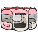 Box per Cani Pieghevole con Borsa Trasporto Rosa 110x110x58 cm