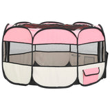 Box per Cani Pieghevole con Borsa Trasporto Rosa 110x110x58 cm