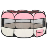 Box per Cani Pieghevole con Borsa Trasporto Rosa 125x125x61 cm