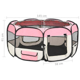 Box per Cani Pieghevole con Borsa Trasporto Rosa 145x145x61 cm