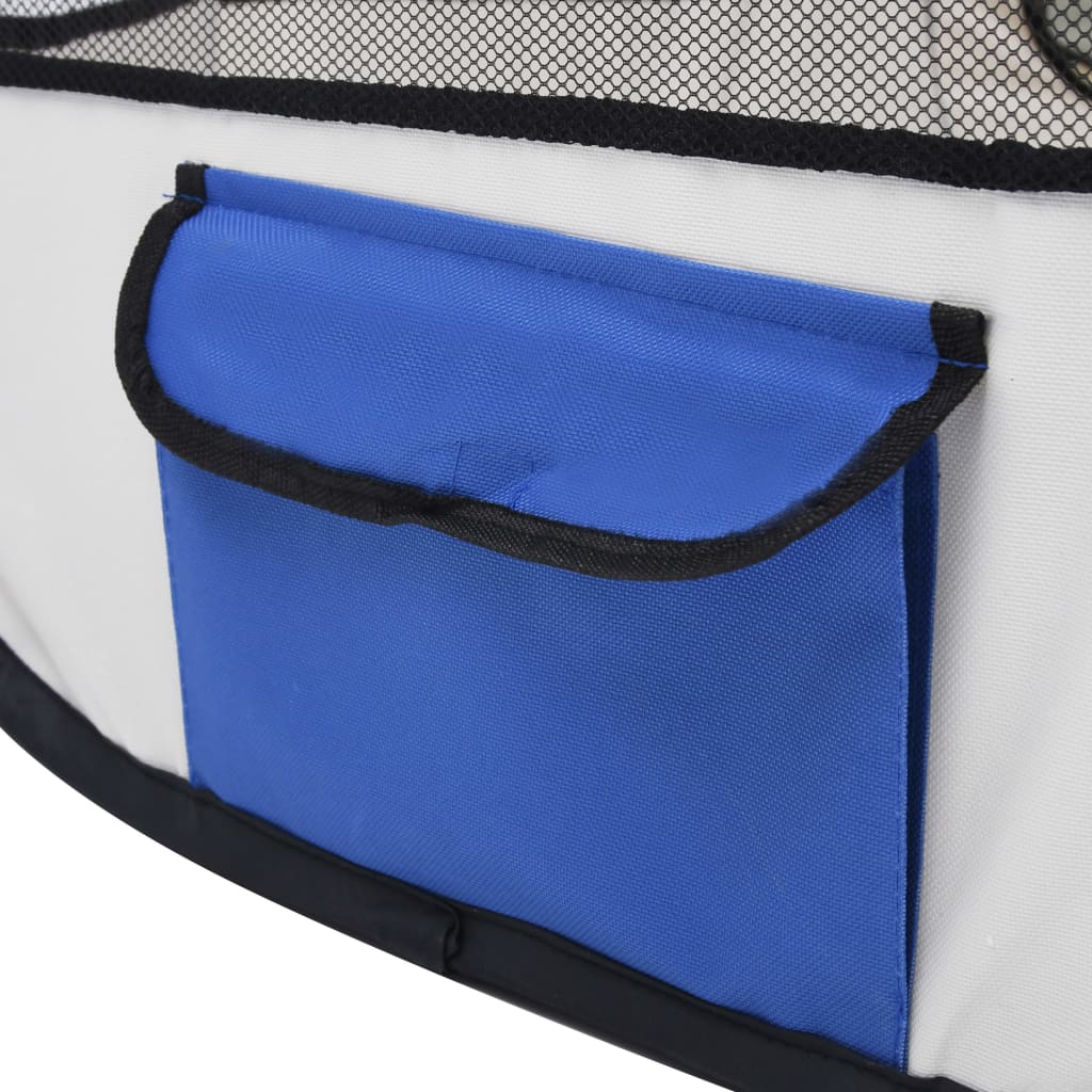 Box per Cani Pieghevole con Borsa Trasporto Blu 90x90x58 cm