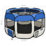 Box per Cani Pieghevole con Borsa Trasporto Blu 90x90x58 cm