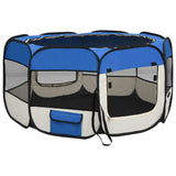 Box per Cani Pieghevole con Borsa Trasporto Blu 125x125x61 cm