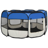 Box per Cani Pieghevole con Borsa Trasporto Blu 125x125x61 cm